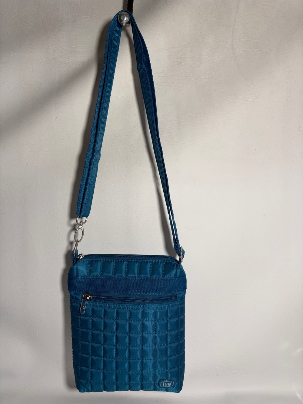 LUG Aqua Blue Quilted Crossbody Purse Bag